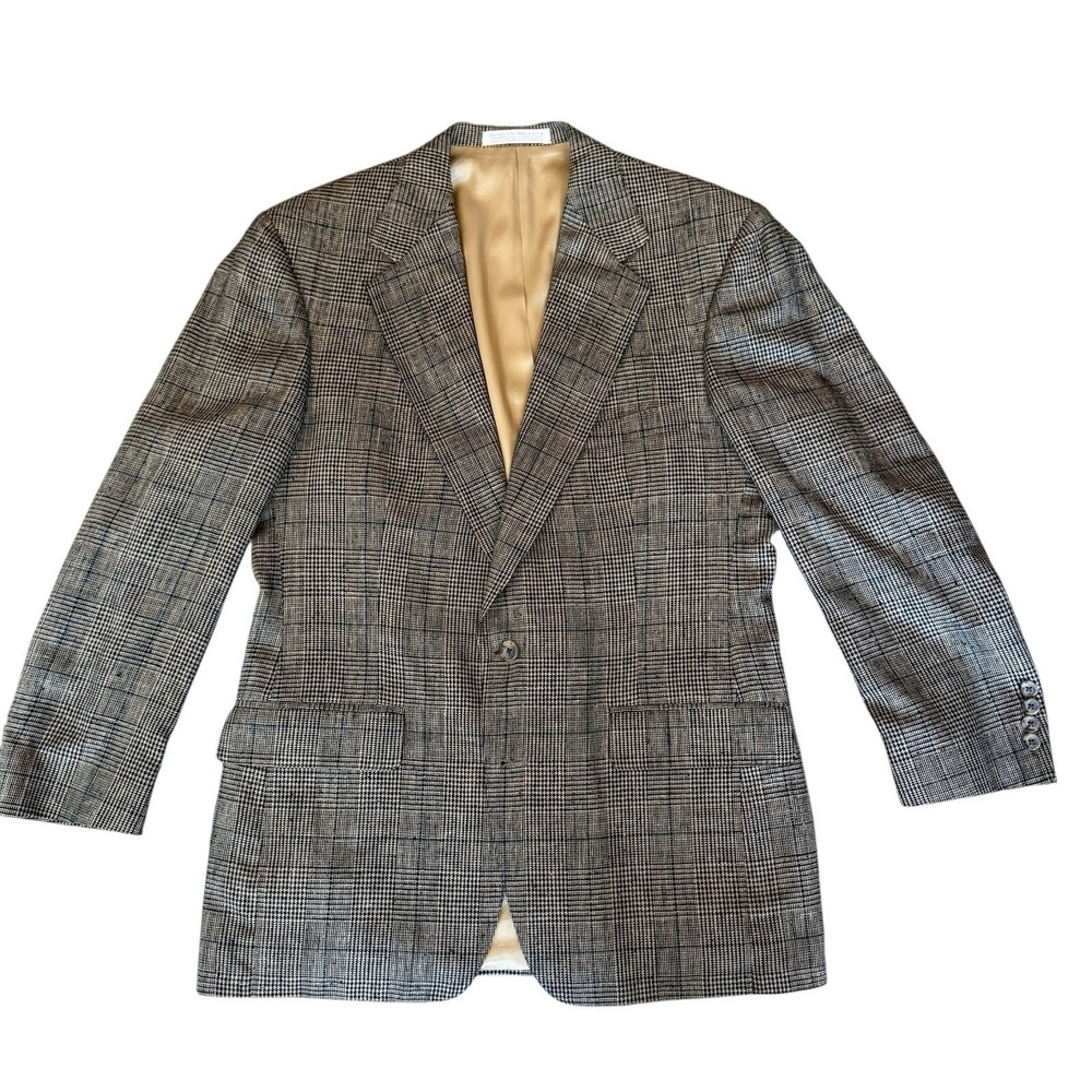 Silk Glen Plaid Blazer SOUTHAMPTON for NORDSTROM Men's 41R Sport‎ Coat Jacket